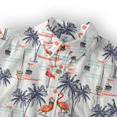 Hawaiian Flamingo & Coconut Tree Print Hawaii Shirt - The Palmix